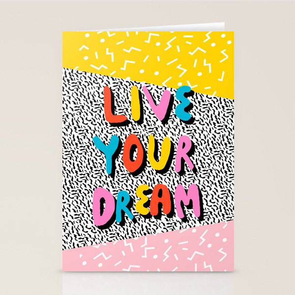 Ya Heard - 1980's throwback retro pattern memphis-style hipster bright colorful pop art minimal rad Stationery Card Gallery Image 1
