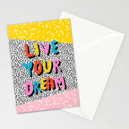 Ya Heard - 1980's throwback retro pattern memphis-style hipster bright colorful pop art minimal rad Stationery Card Gallery Image 2