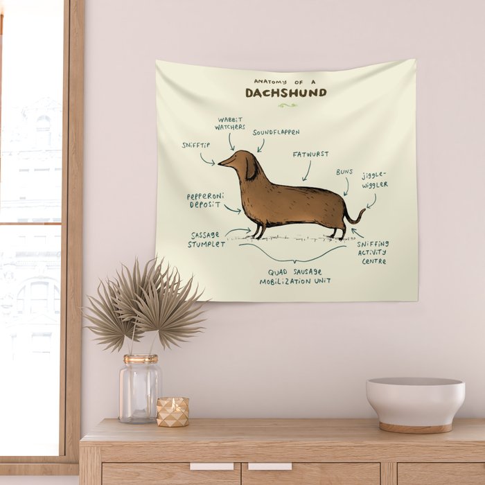 Anatomy of a Dachshund Wall Tapestry Gallery Image 2