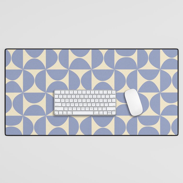 Mid Century Abstract Geometric Pattern in Blue Desk Mat Gallery Image 1