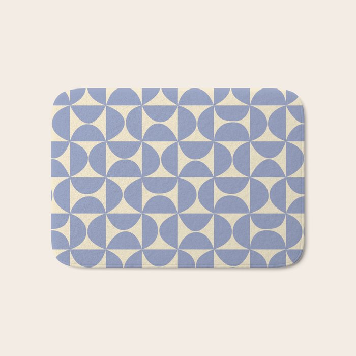 Mid Century Abstract Geometric Pattern in Blue Bath Mat Gallery Image 1