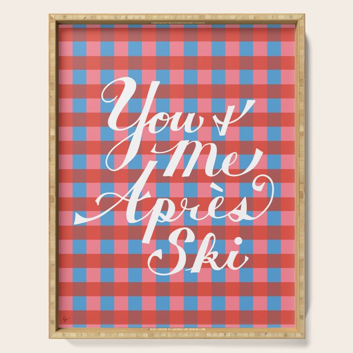You and Me Apres Ski in Plaid Serving Tray Gallery Image 1