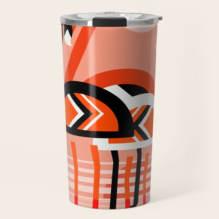Posse - flamingo throwback nostalgia retro neon art print hipster trendy style minimal abstract geo Travel Mug Gallery Image 1