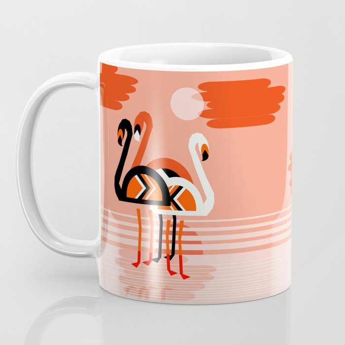 Posse - flamingo throwback nostalgia retro neon art print hipster trendy style minimal abstract geo Coffee Mug Gallery Image 3