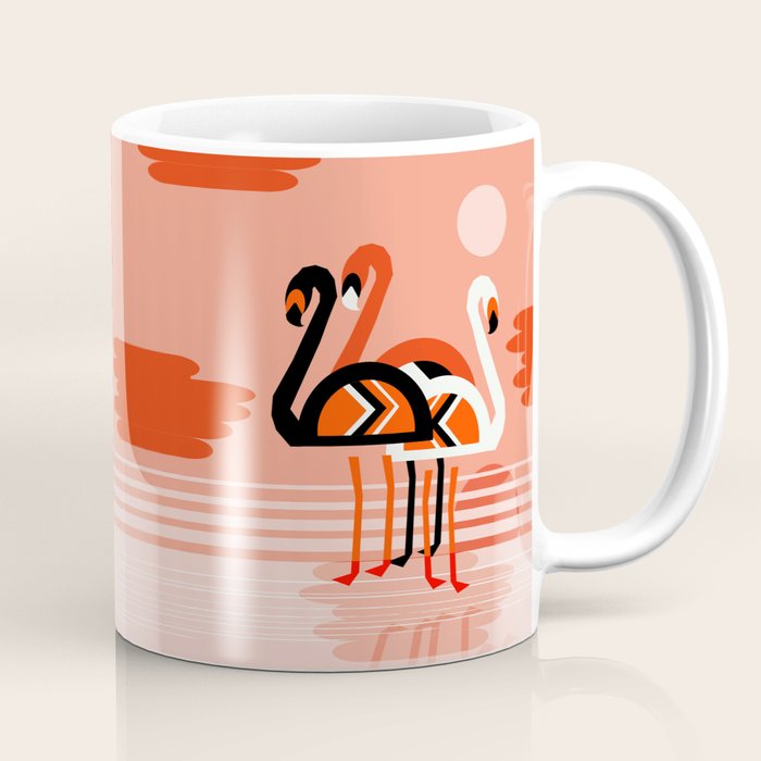 Posse - flamingo throwback nostalgia retro neon art print hipster trendy style minimal abstract geo Coffee Mug Gallery Image 1