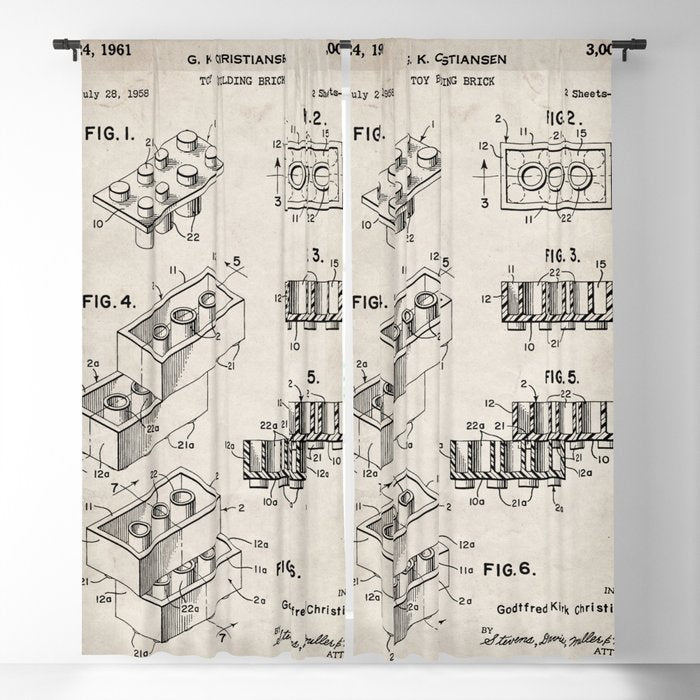 Legos Patent - Legos Brick Art - Antique Window Curtain Gallery Image 5