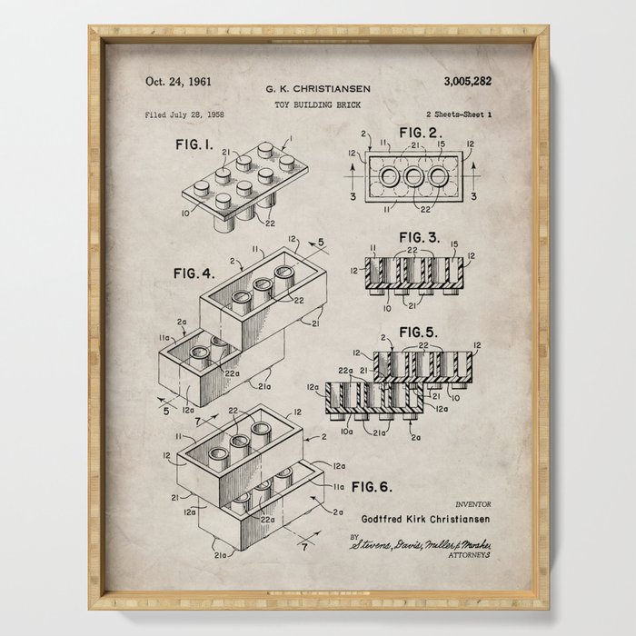 Legos Patent - Legos Brick Art - Antique Serving Tray Gallery Image 1