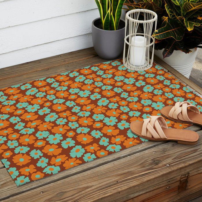 70's Retro print Outdoor Rug Gallery Image 2