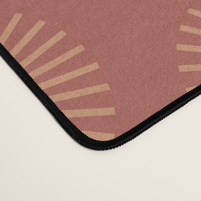 Boho Summer Sun Pattern XIV Earthy Pink and Beige Desk Mat Gallery Image 4