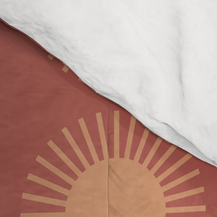 Boho Summer Sun Pattern XIV Earthy Pink and Beige Comforter Gallery Image 4
