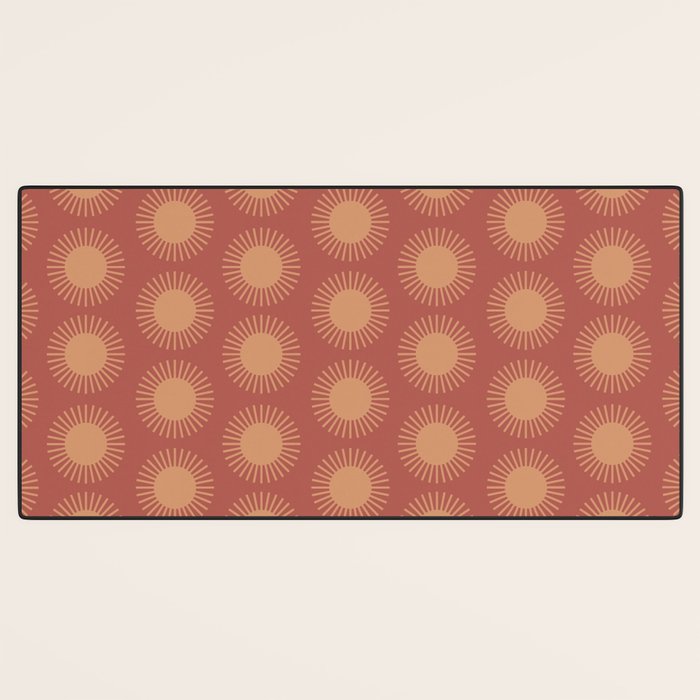 Boho Summer Sun Pattern XIV Earthy Pink and Beige Desk Mat Gallery Image 3
