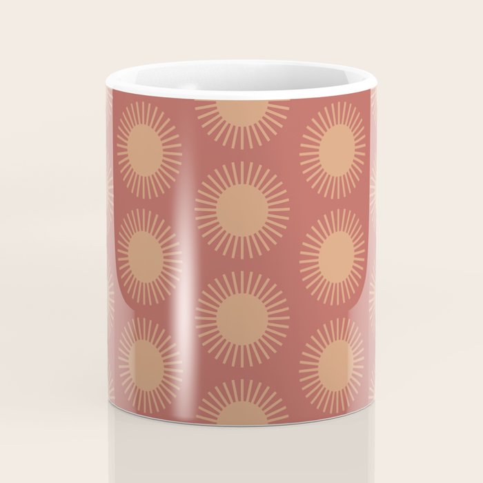 Boho Summer Sun Pattern XIV Earthy Pink and Beige Coffee Mug Gallery Image 4