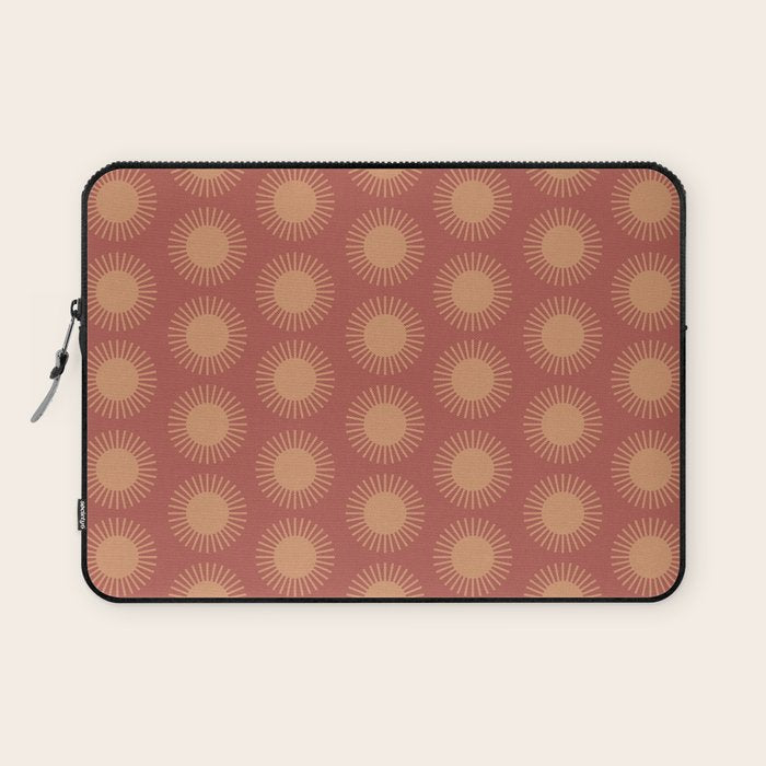 Boho Summer Sun Pattern XIV Earthy Pink and Beige Laptop Sleeve Gallery Image 1