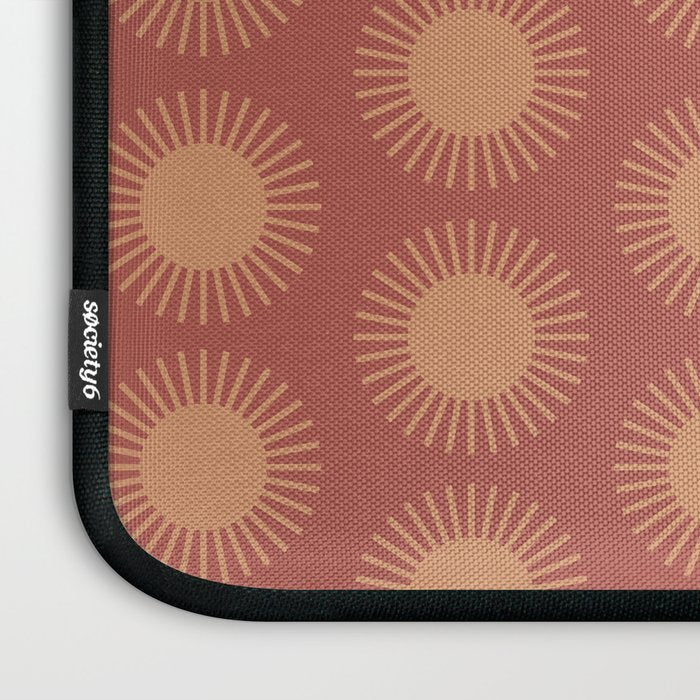 Boho Summer Sun Pattern XIV Earthy Pink and Beige Laptop Sleeve Gallery Image 3