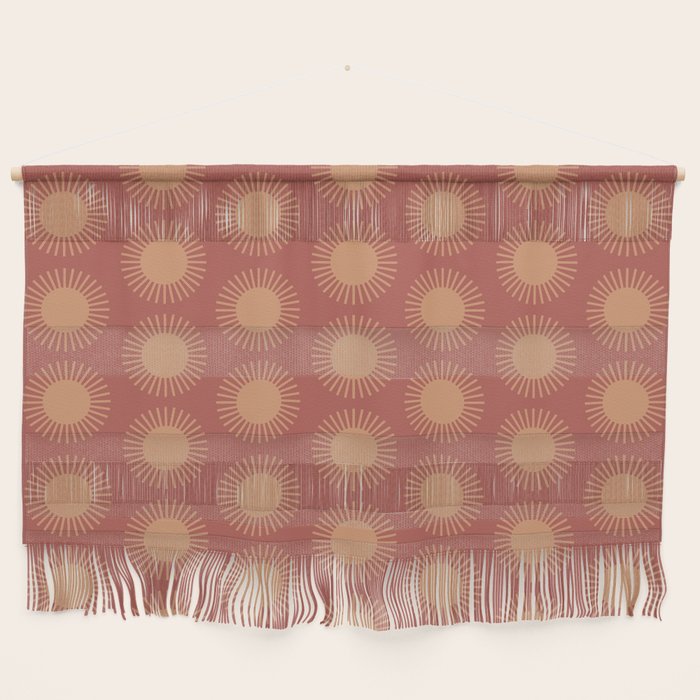 Boho Summer Sun Pattern XIV Earthy Pink and Beige Wall Hanging Gallery Image 1
