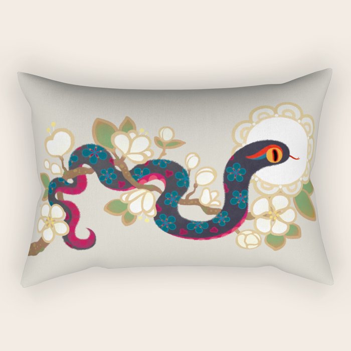 Snake and flowers 2 Rectangular Pillow Gallery Image 1