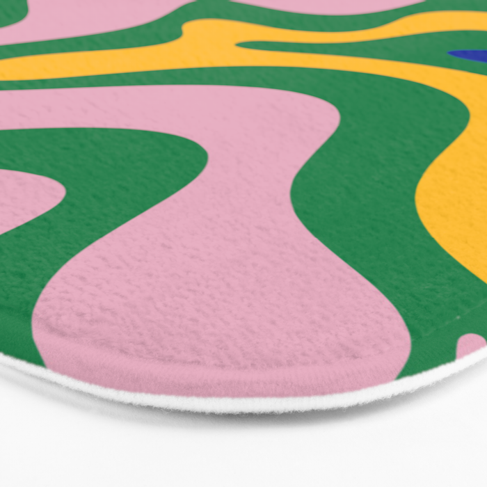 Vibrant Vivid Retro Liquid Swirl Abstract Pattern Green Pink Yellow Blue Bath Mat Gallery Image 3