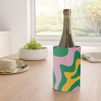 Vibrant Vivid Retro Liquid Swirl Abstract Pattern Green Pink Yellow Blue Wine Chiller Gallery Image 4