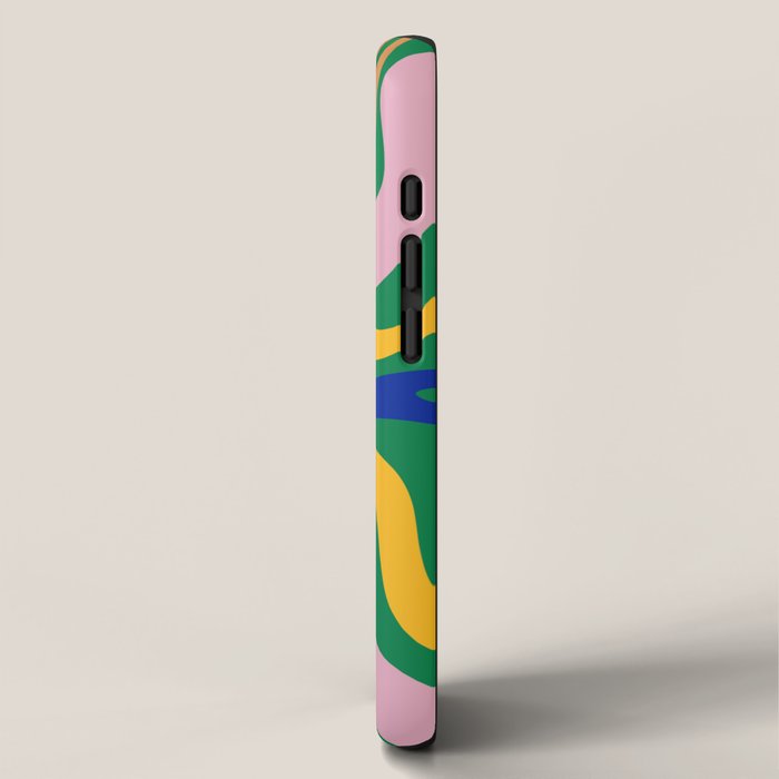 Vibrant Vivid Retro Liquid Swirl Abstract Pattern Green Pink Yellow Blue iPhone Case Gallery Image 2