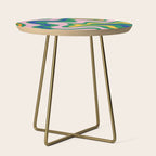 Vibrant Vivid Retro Liquid Swirl Abstract Pattern Green Pink Yellow Blue Side Table Gallery Image 1