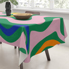 Vibrant Vivid Retro Liquid Swirl Abstract Pattern Green Pink Yellow Blue Tablecloth Gallery Image 3