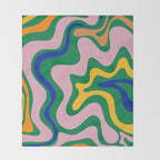 Vibrant Vivid Retro Liquid Swirl Abstract Pattern Green Pink Yellow Blue Throw Blanket Gallery Image 2