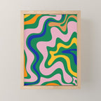 Vibrant Vivid Retro Liquid Swirl Abstract Pattern Green Pink Yellow Blue Mini Art Print Gallery Image 1