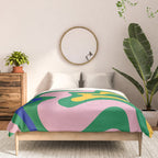 Vibrant Vivid Retro Liquid Swirl Abstract Pattern Green Pink Yellow Blue Comforter Gallery Image 3
