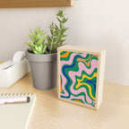 Vibrant Vivid Retro Liquid Swirl Abstract Pattern Green Pink Yellow Blue Mini Art Print Gallery Image 2