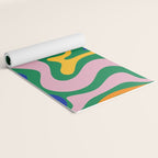 Vibrant Vivid Retro Liquid Swirl Abstract Pattern Green Pink Yellow Blue Yoga Mat Gallery Image 2