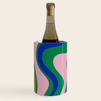 Vibrant Vivid Retro Liquid Swirl Abstract Pattern Green Pink Yellow Blue Wine Chiller Gallery Image 2