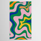 Vibrant Vivid Retro Liquid Swirl Abstract Pattern Green Pink Yellow Blue Tablecloth Gallery Image 2