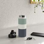 Navy Gray Blue Green and Cream Minimalist Color Block Water Bottle Gallery Image 4