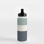 Navy Gray Blue Green and Cream Minimalist Color Block Water Bottle Gallery Image 2