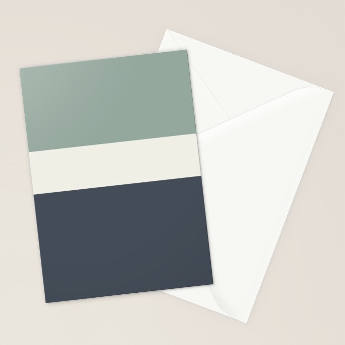 Navy Gray Blue Green and Cream Minimalist Color Block Stationery Card Gallery Image 2
