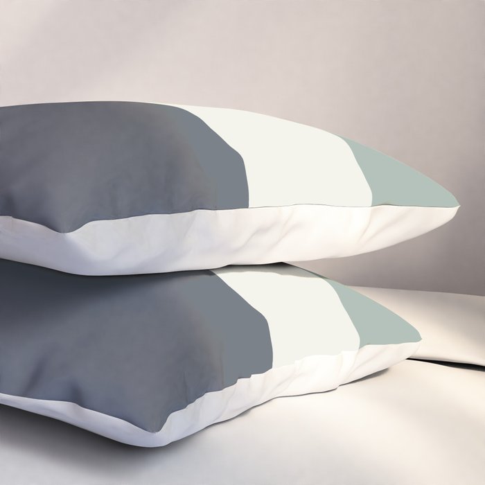 Navy Gray Blue Green and Cream Minimalist Color Block Pillow Sham Gallery Image 3