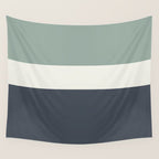 Navy Gray Blue Green and Cream Minimalist Color Block Wall Tapestry Gallery Image 4