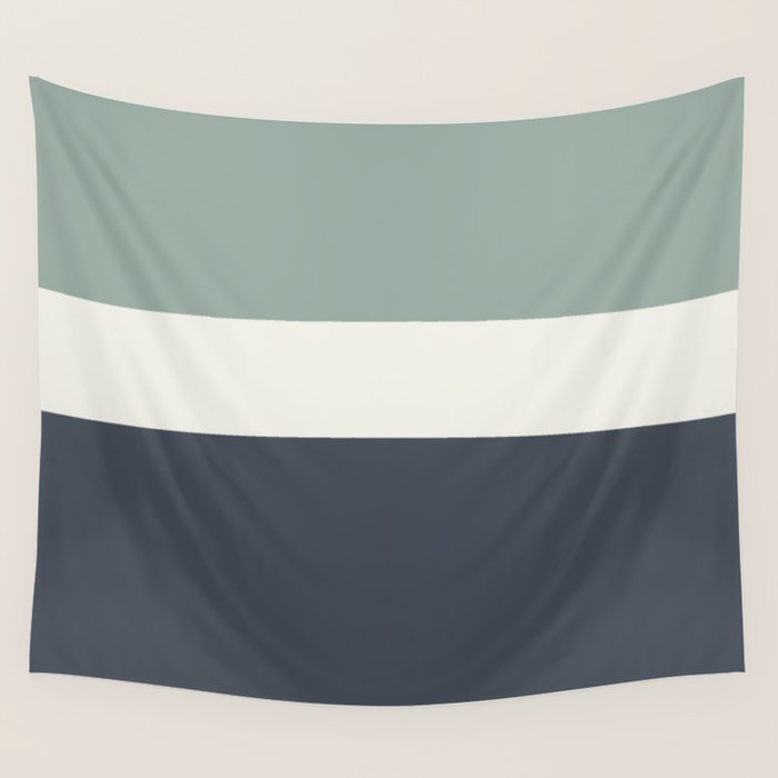 Navy Gray Blue Green and Cream Minimalist Color Block Wall Tapestry Gallery Image 4