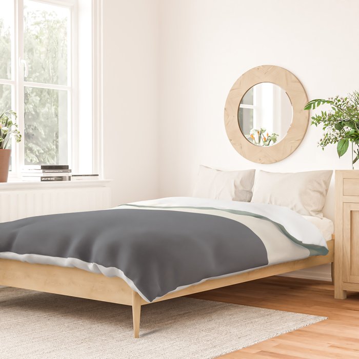 Navy Gray Blue Green and Cream Minimalist Color Block Duvet Cover Gallery Image 2