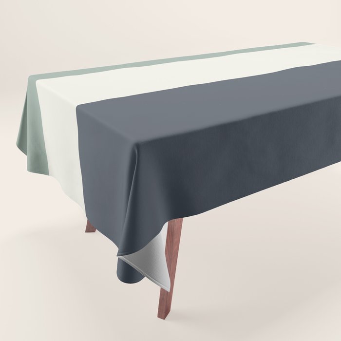Navy Gray Blue Green and Cream Minimalist Color Block Tablecloth Gallery Image 1
