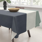 Navy Gray Blue Green and Cream Minimalist Color Block Tablecloth Gallery Image 3