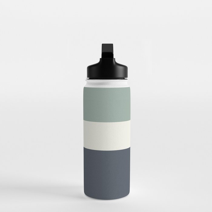 Navy Gray Blue Green and Cream Minimalist Color Block Water Bottle Gallery Image 3