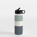Navy Gray Blue Green and Cream Minimalist Color Block Water Bottle Gallery Image 1