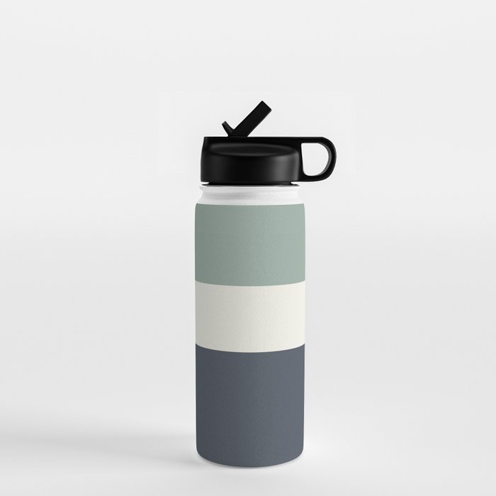 Navy Gray Blue Green and Cream Minimalist Color Block Water Bottle Gallery Image 1
