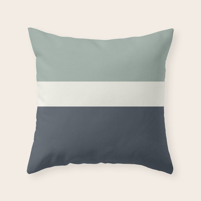 Navy Gray Blue Green and Cream Minimalist Color Block Throw Pillow Gallery Image 6