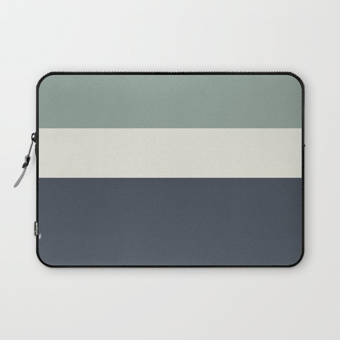 Navy Gray Blue Green and Cream Minimalist Color Block Laptop Sleeve Gallery Image 1
