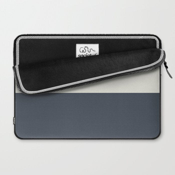 Navy Gray Blue Green and Cream Minimalist Color Block Laptop Sleeve Gallery Image 2