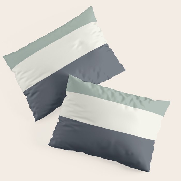 Navy Gray Blue Green and Cream Minimalist Color Block Pillow Sham Gallery Image 3