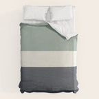 Navy Gray Blue Green and Cream Minimalist Color Block Duvet Cover Gallery Image 6