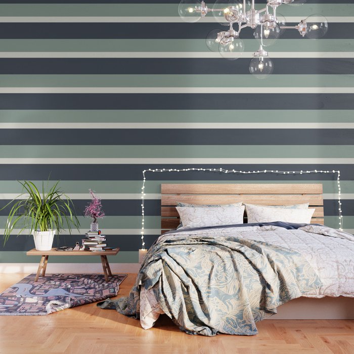 Navy Gray Blue Green and Cream Minimalist Color Block Wallpaper Gallery Image 1